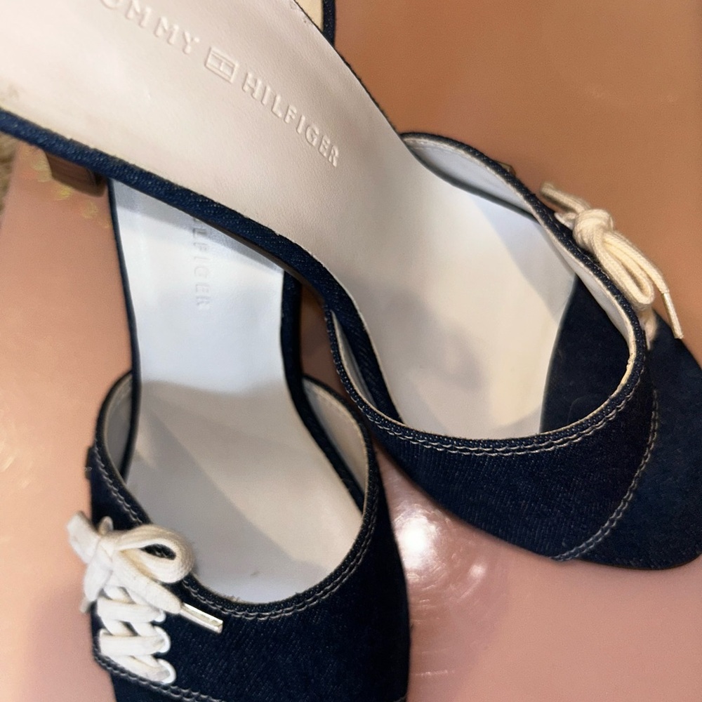 Tommy Hilfiger Blue and White Heels